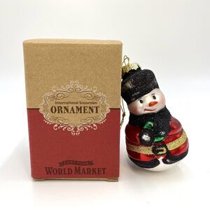 World Market International Snowman Russian 2010 Glass Christmas Tree Ornament 4"